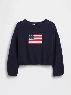 Kids Crochet Oversized Americana Sweater
