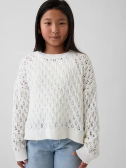 Kids Crochet Oversized Crewneck Sweater