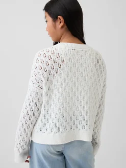 Kids Crochet Oversized Crewneck Sweater