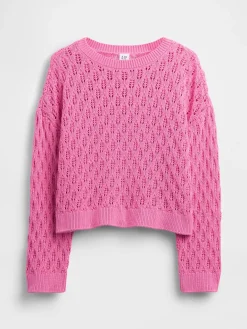 Kids Crochet Oversized Crewneck Sweater