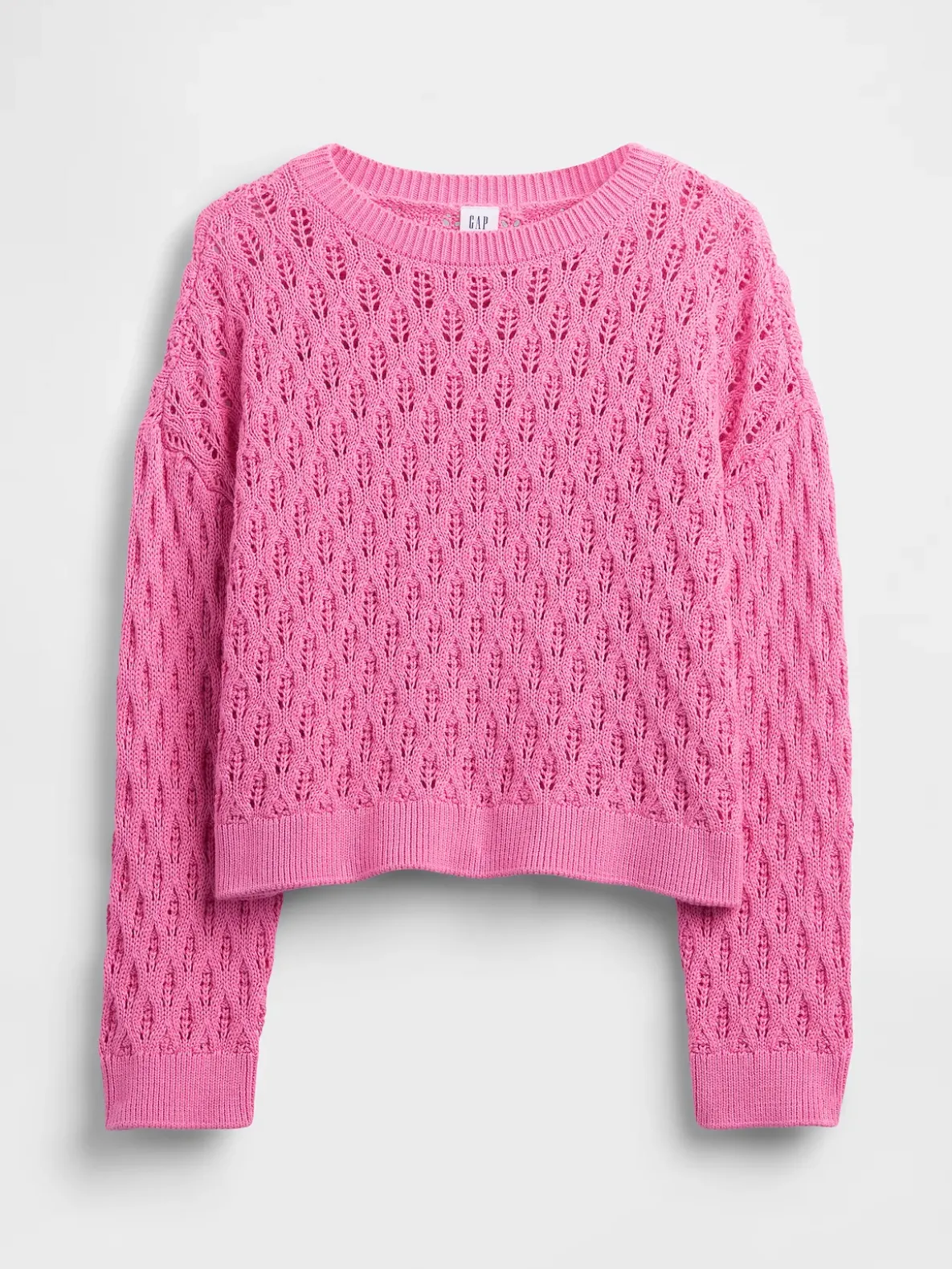 Kids Crochet Oversized Crewneck Sweater
