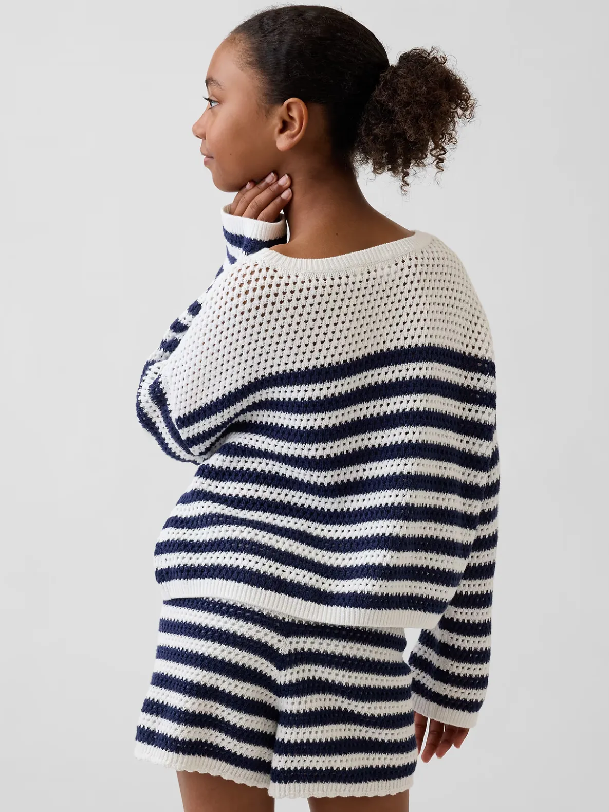 Kids Crochet Oversized Stripe Sweater