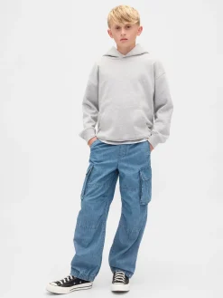 Kids Denim Baggy Cargo Joggers
