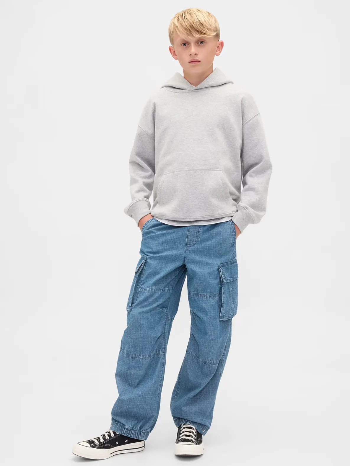 Kids Denim Baggy Cargo Joggers