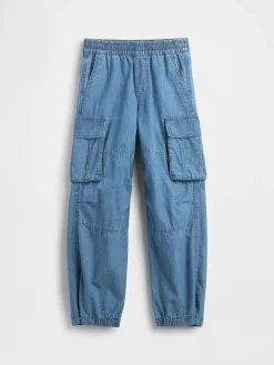 Kids Denim Baggy Cargo Joggers