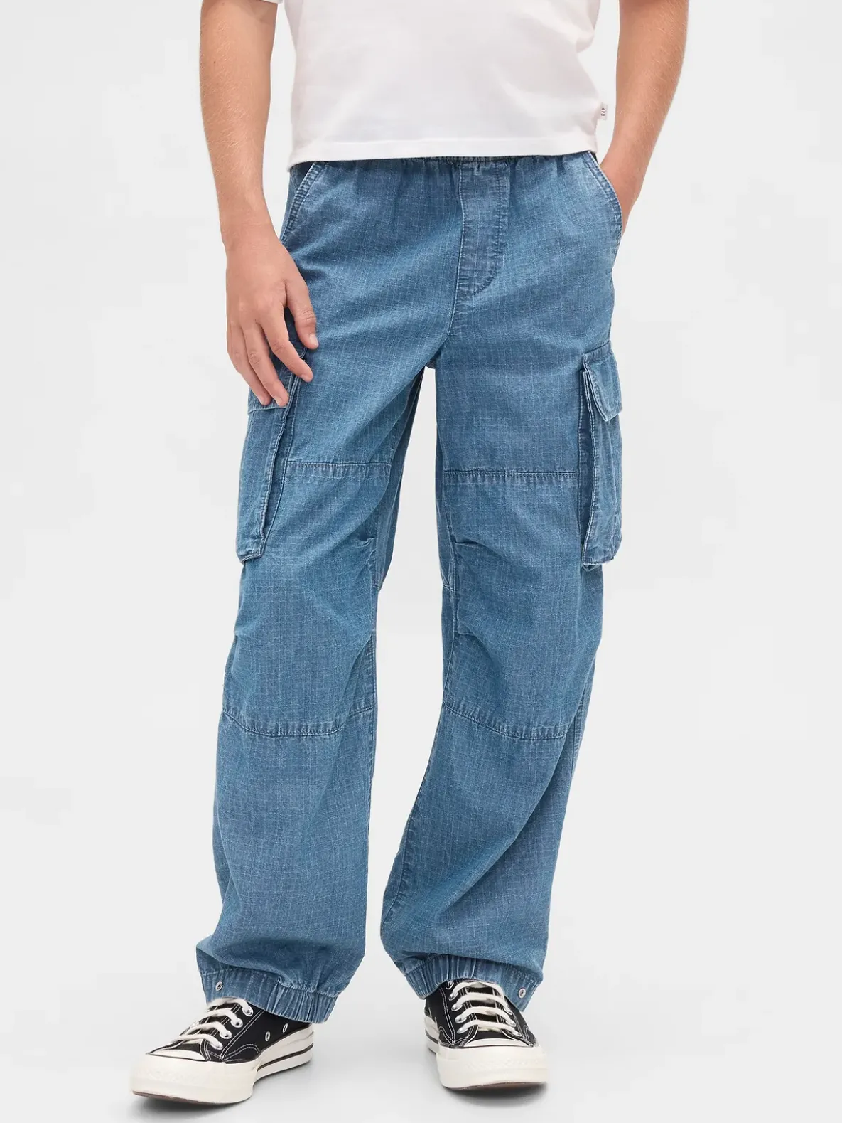 Kids Denim Baggy Cargo Joggers