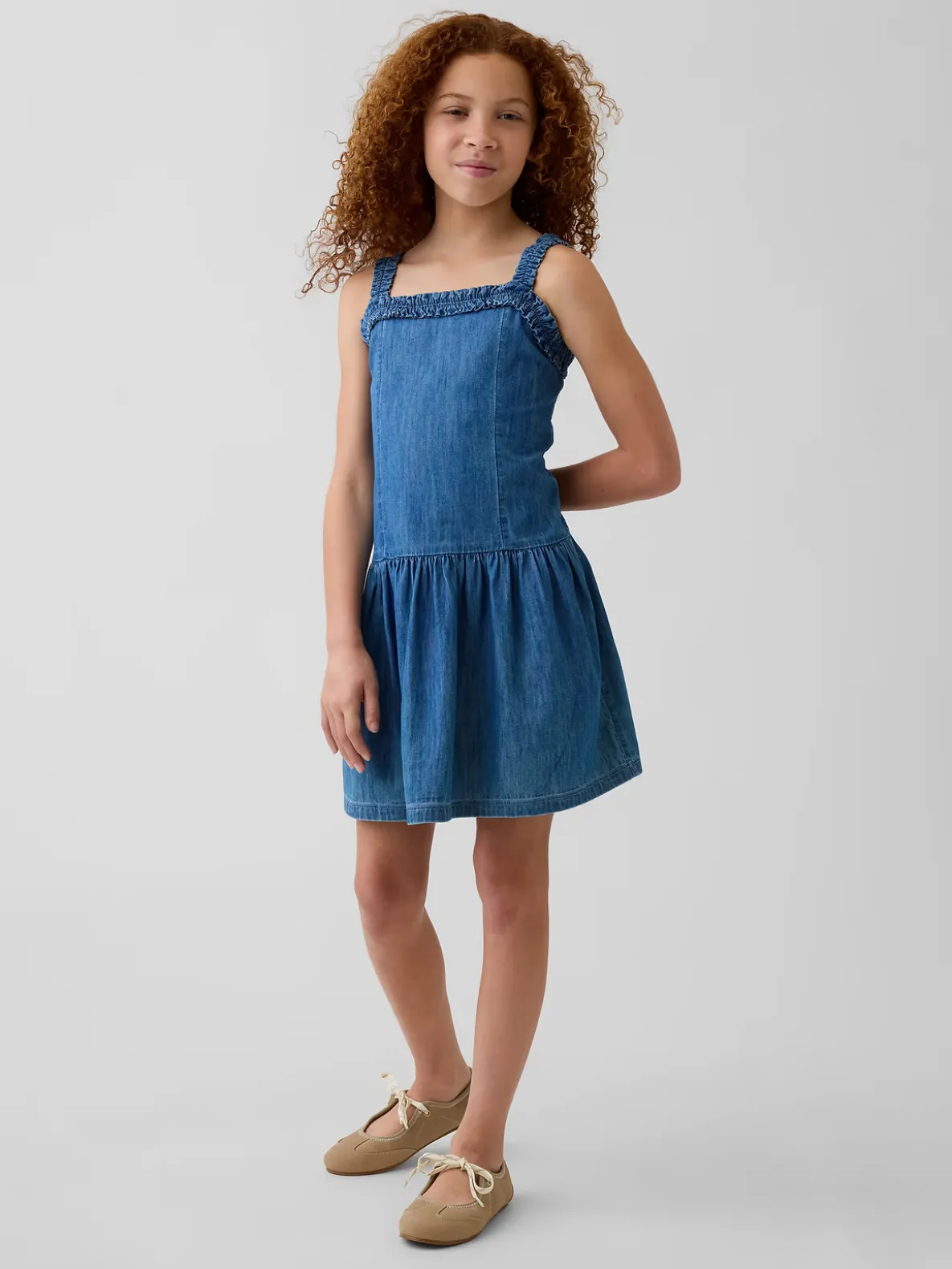 Kids Denim Drop-Waist Dress
