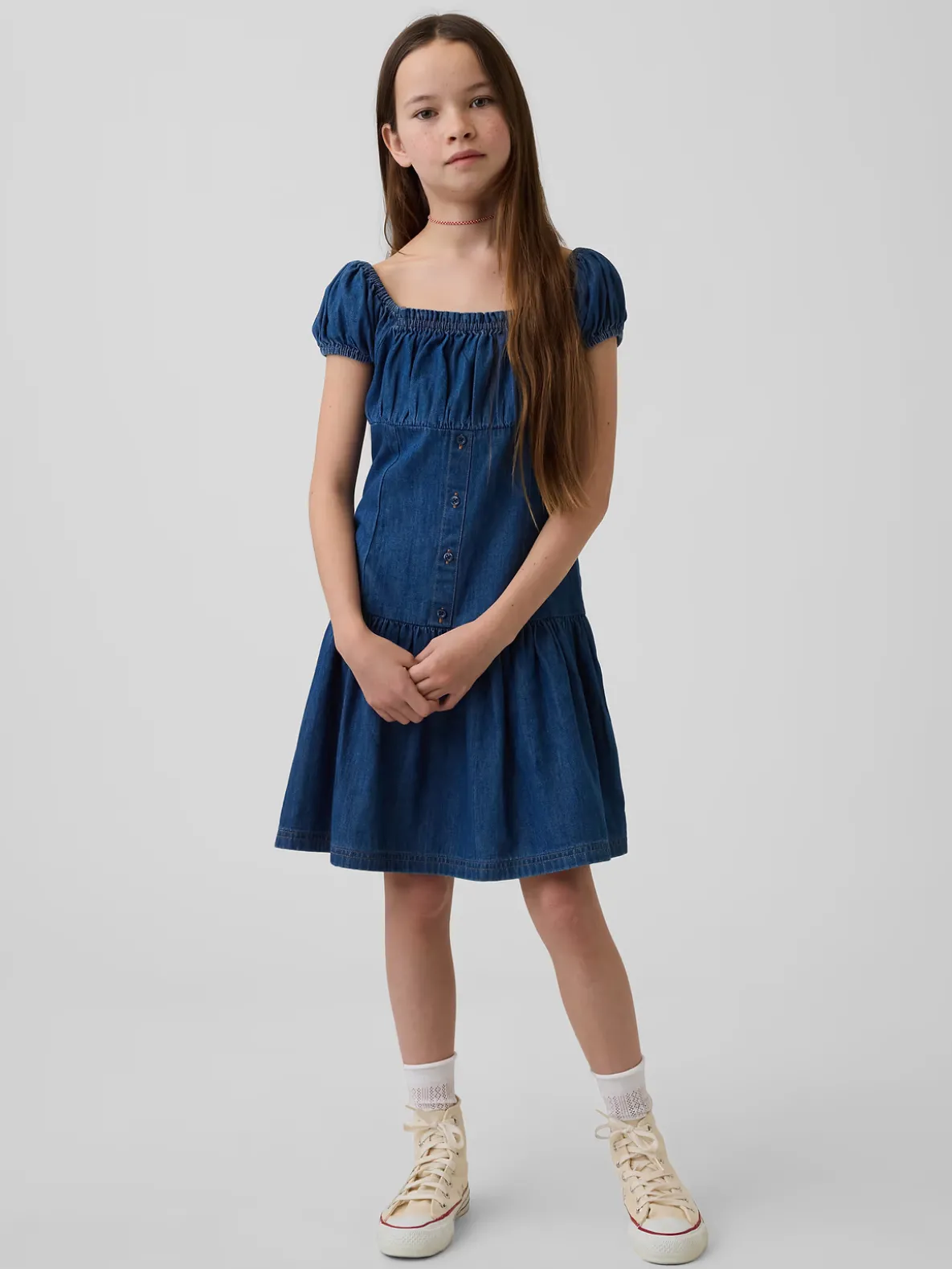 Kids Denim Drop-Waist Dress