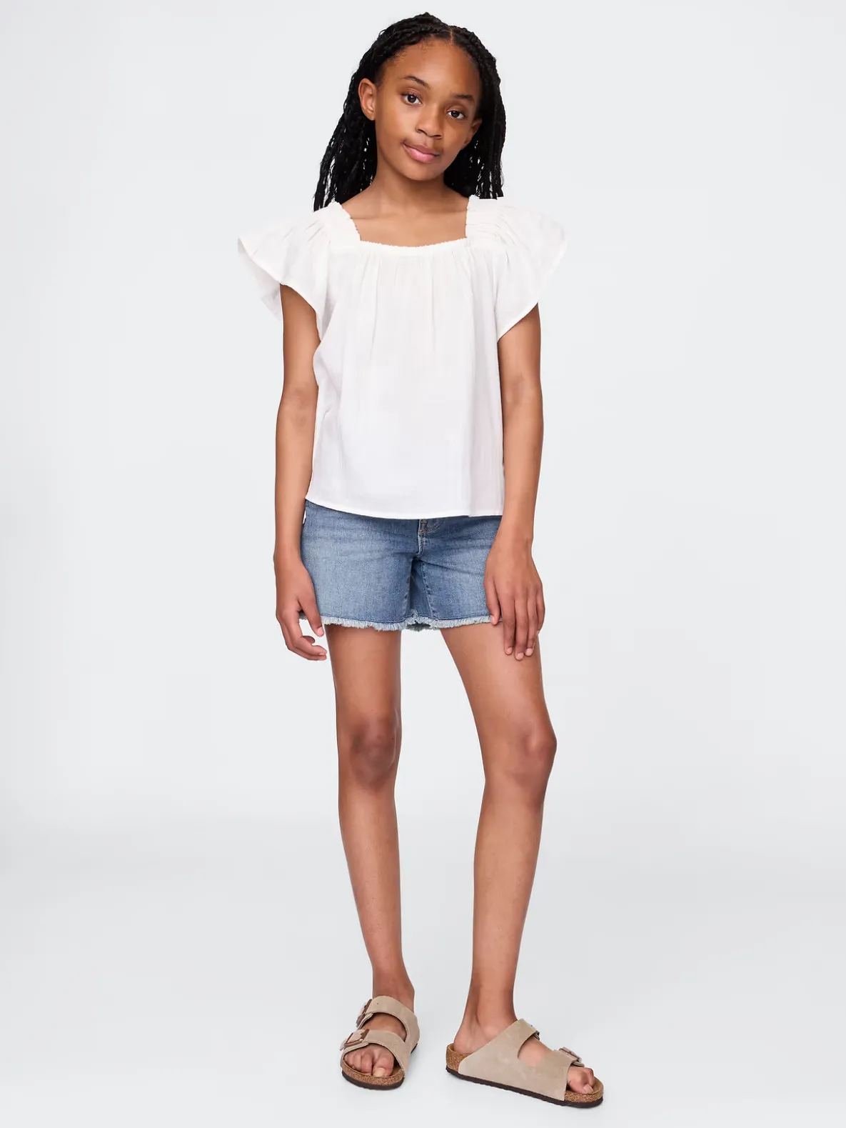 Kids Denim Midi Shorts