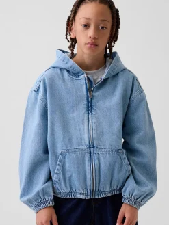 Kids Denim Relaxed Hooded Jacket