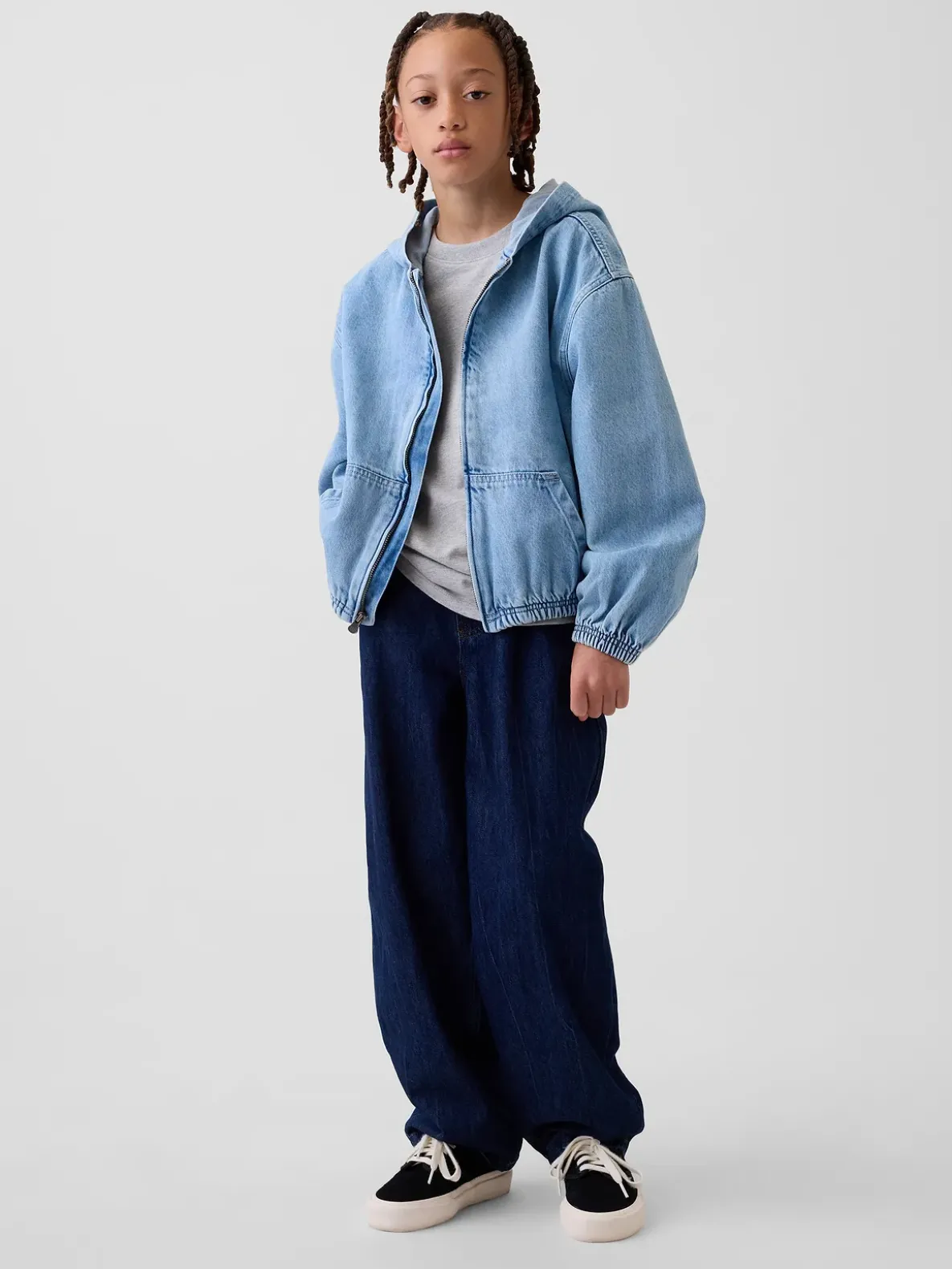 Kids Denim Relaxed Hooded Jacket