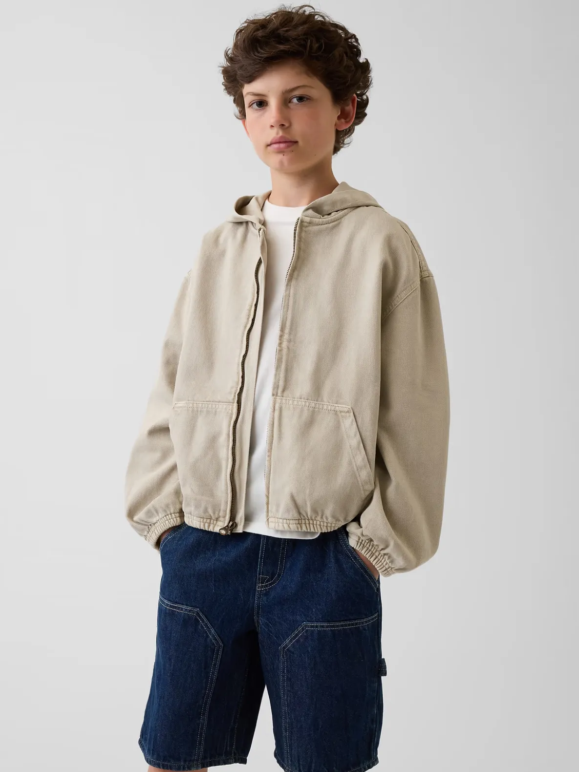 Kids Denim Relaxed Hooded Jacket
