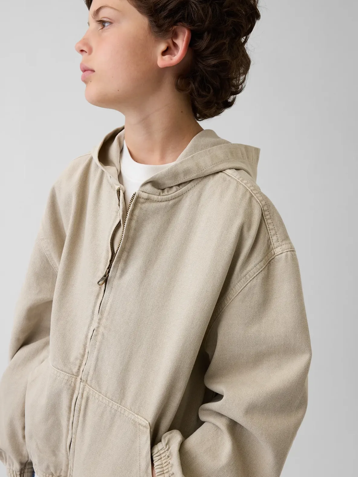 Kids Denim Relaxed Hooded Jacket