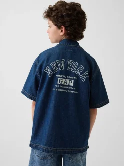 Kids Denim Relaxed New York Logo Shirt