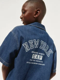Kids Denim Relaxed New York Logo Shirt