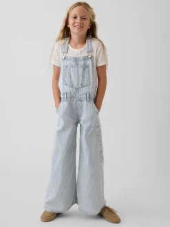 Kids Denim Stripe Baggy Overalls