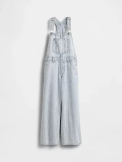 Kids Denim Stripe Baggy Overalls