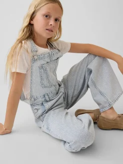 Kids Denim Stripe Baggy Overalls