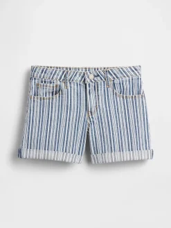Kids Denim Stripe Midi Shorts