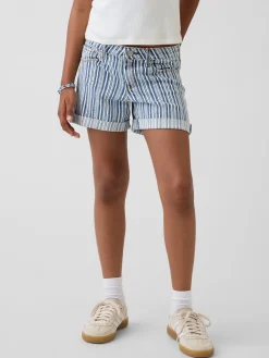 Kids Denim Stripe Midi Shorts