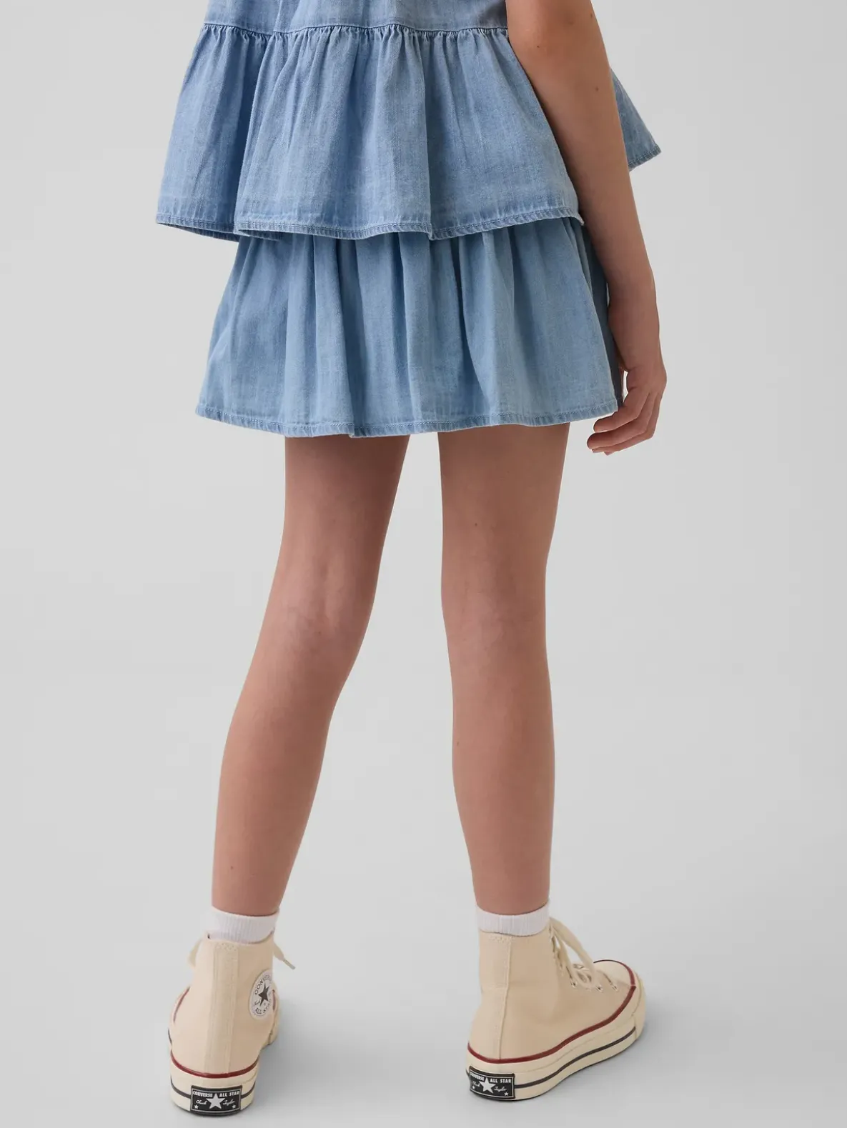 Kids Denim Tiered Skort