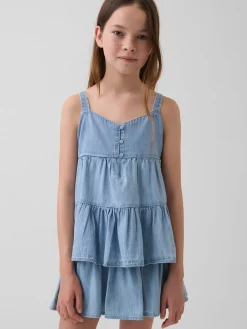 Kids Denim Tiered Tank Top