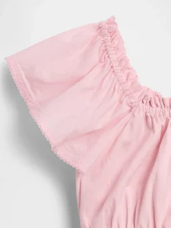 Kids Flutter-Sleeve Button-Front Top