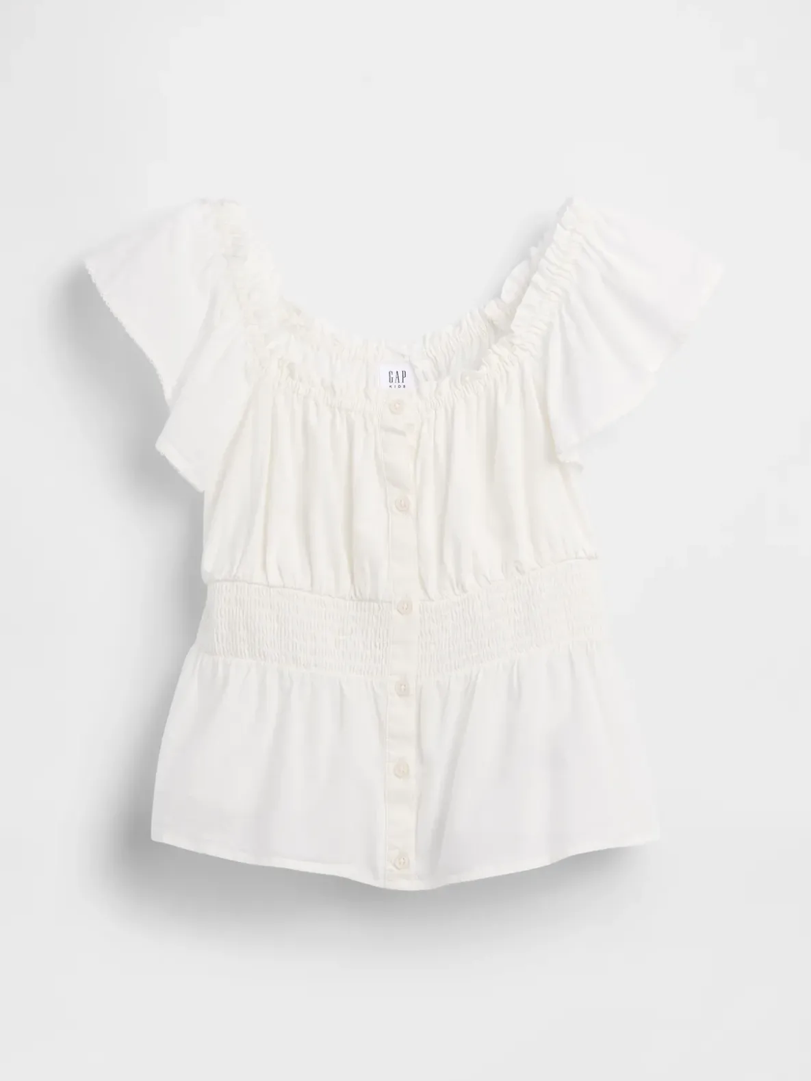 Kids Flutter-Sleeve Button-Front Top