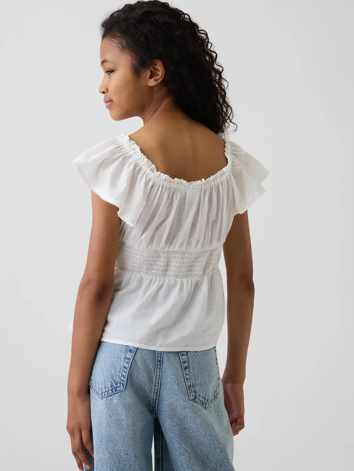 Kids Flutter-Sleeve Button-Front Top