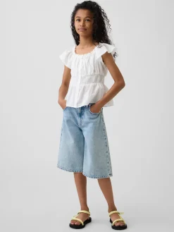 Kids Flutter-Sleeve Button-Front Top