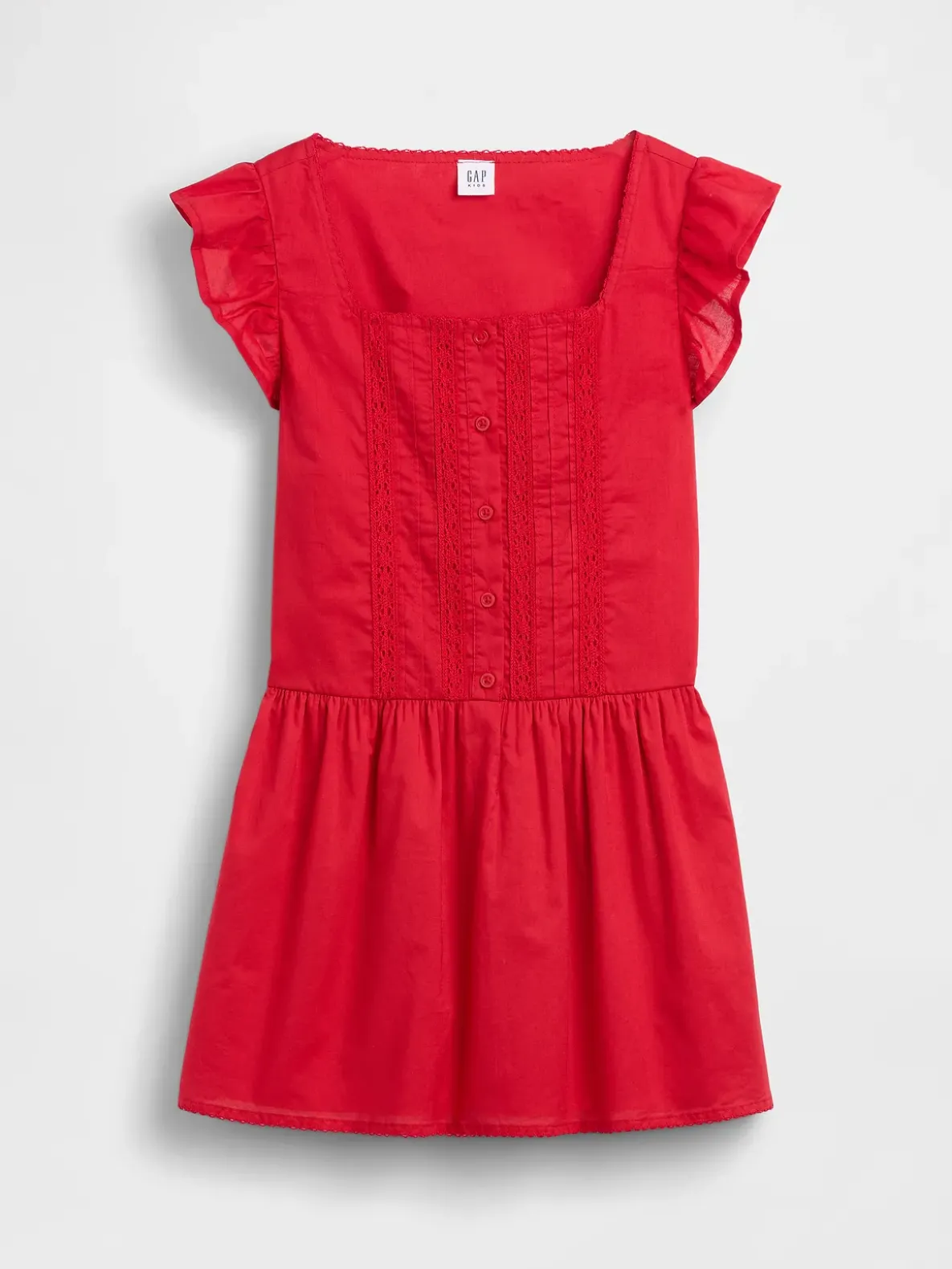 Kids Flutter-Sleeve Lace-Trim Dress