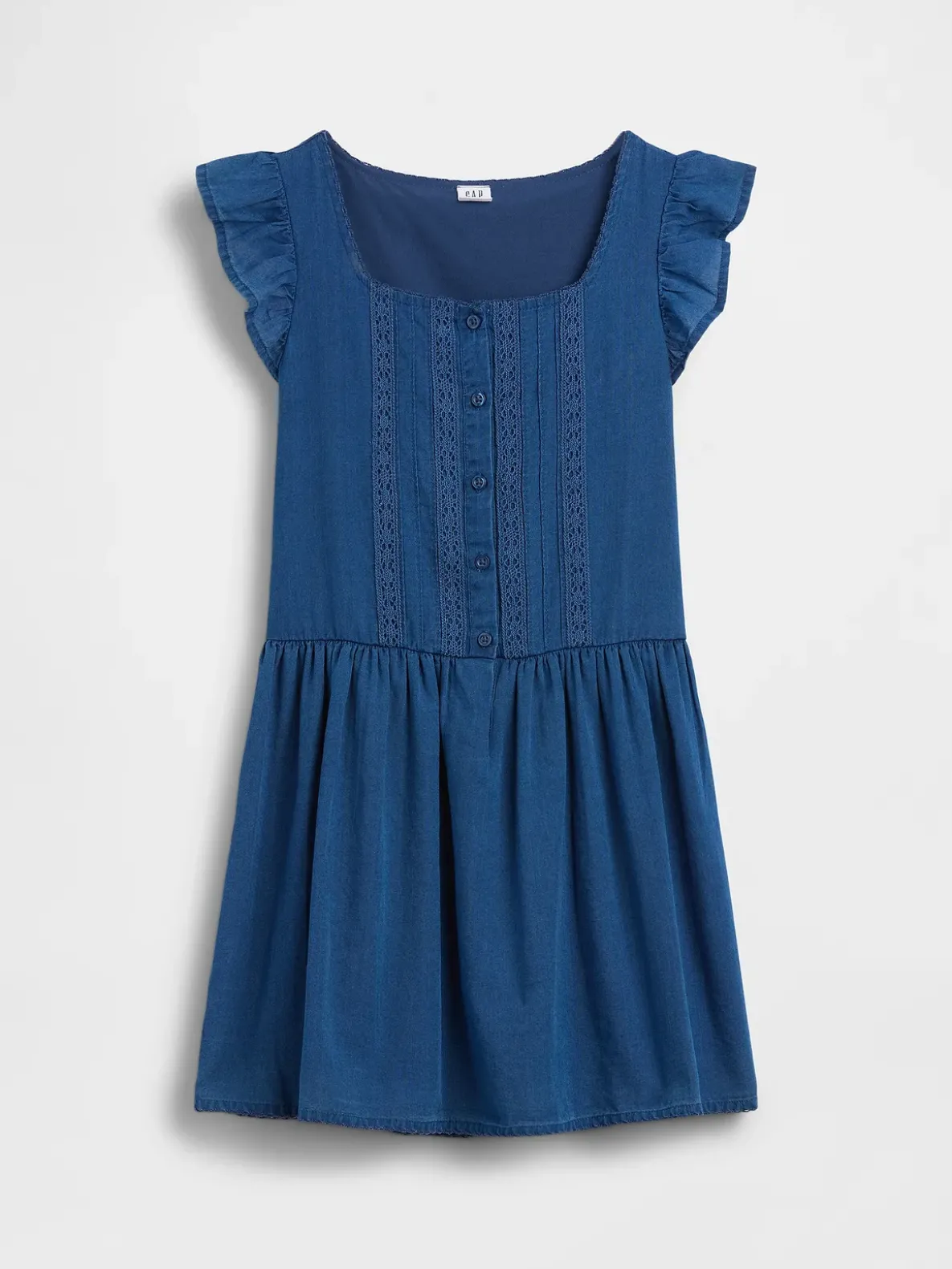 Kids Flutter-Sleeve Lace-Trim Dress