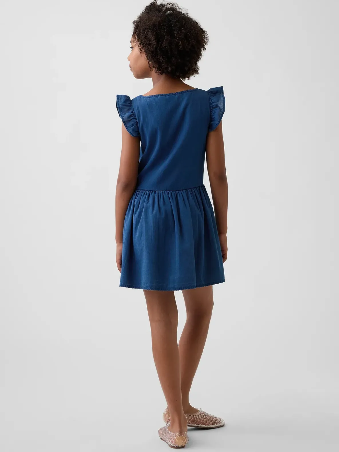 Kids Flutter-Sleeve Lace-Trim Dress