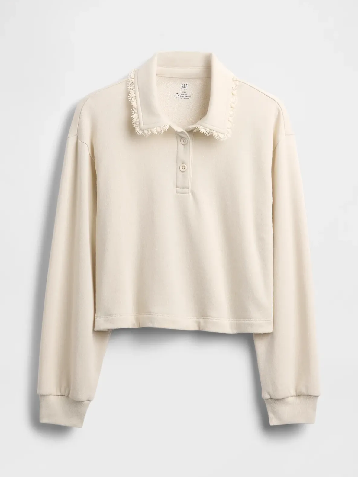 Kids French Terry Lace-Trim Polo Sweatshirt