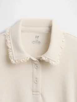 Kids French Terry Lace-Trim Polo Sweatshirt