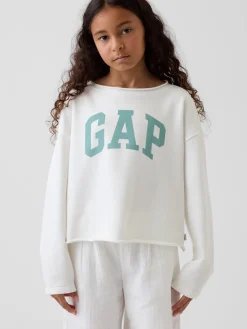 Kids French Terry Wide-Neck Logo Sweatshirt