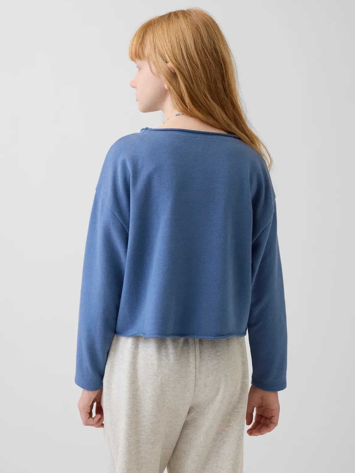 Kids French Terry Wide-Neck Logo Sweatshirt