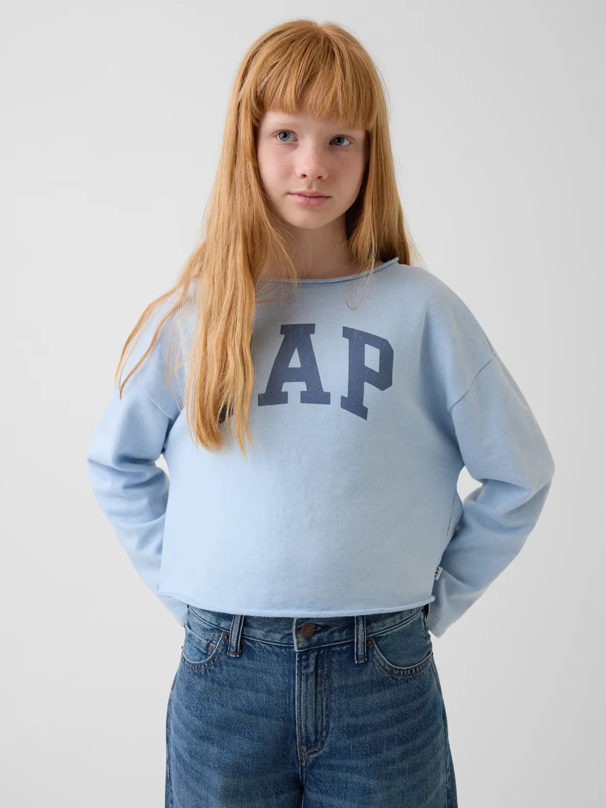 Kids French Terry Wide-Neck Logo Sweatshirt