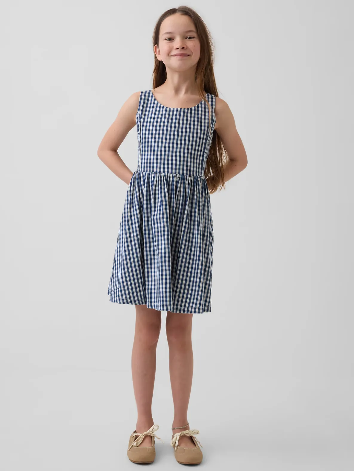 Kids Gingham Denim Dress