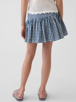 Kids Gingham Denim Tiered Skort