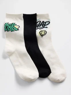 Kids Graphic Logo Crew Socks (3-Pack)