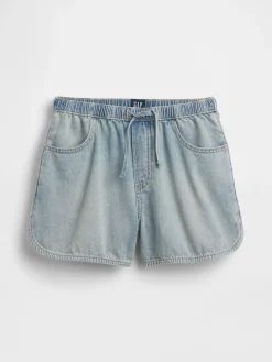 Kids High Rise Denim Easy Shorts