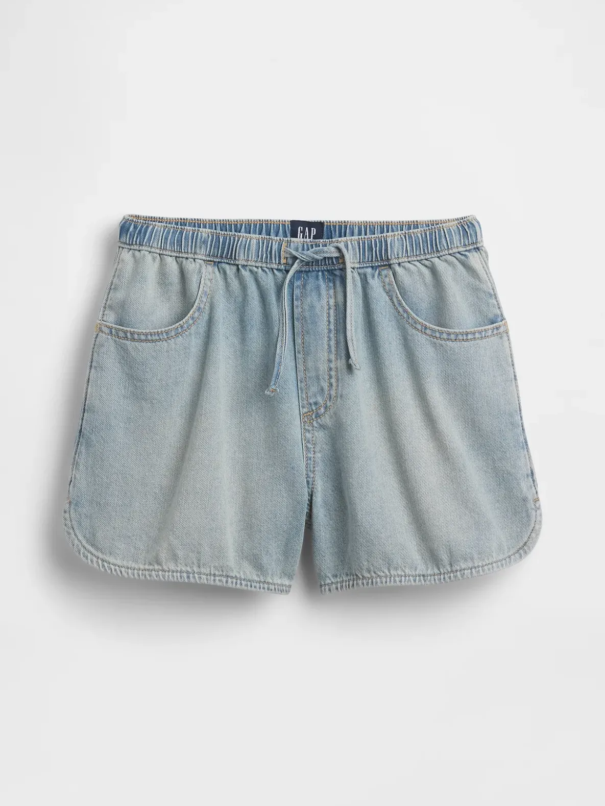 Kids High Rise Denim Easy Shorts