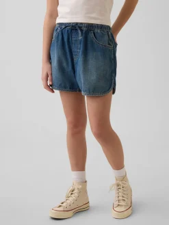 Kids High Rise Denim Easy Dolphin Shorts