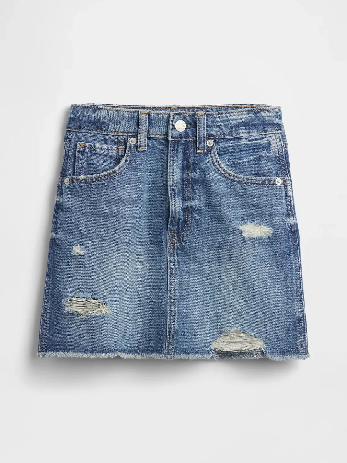 Kids High Rise Denim Skirt
