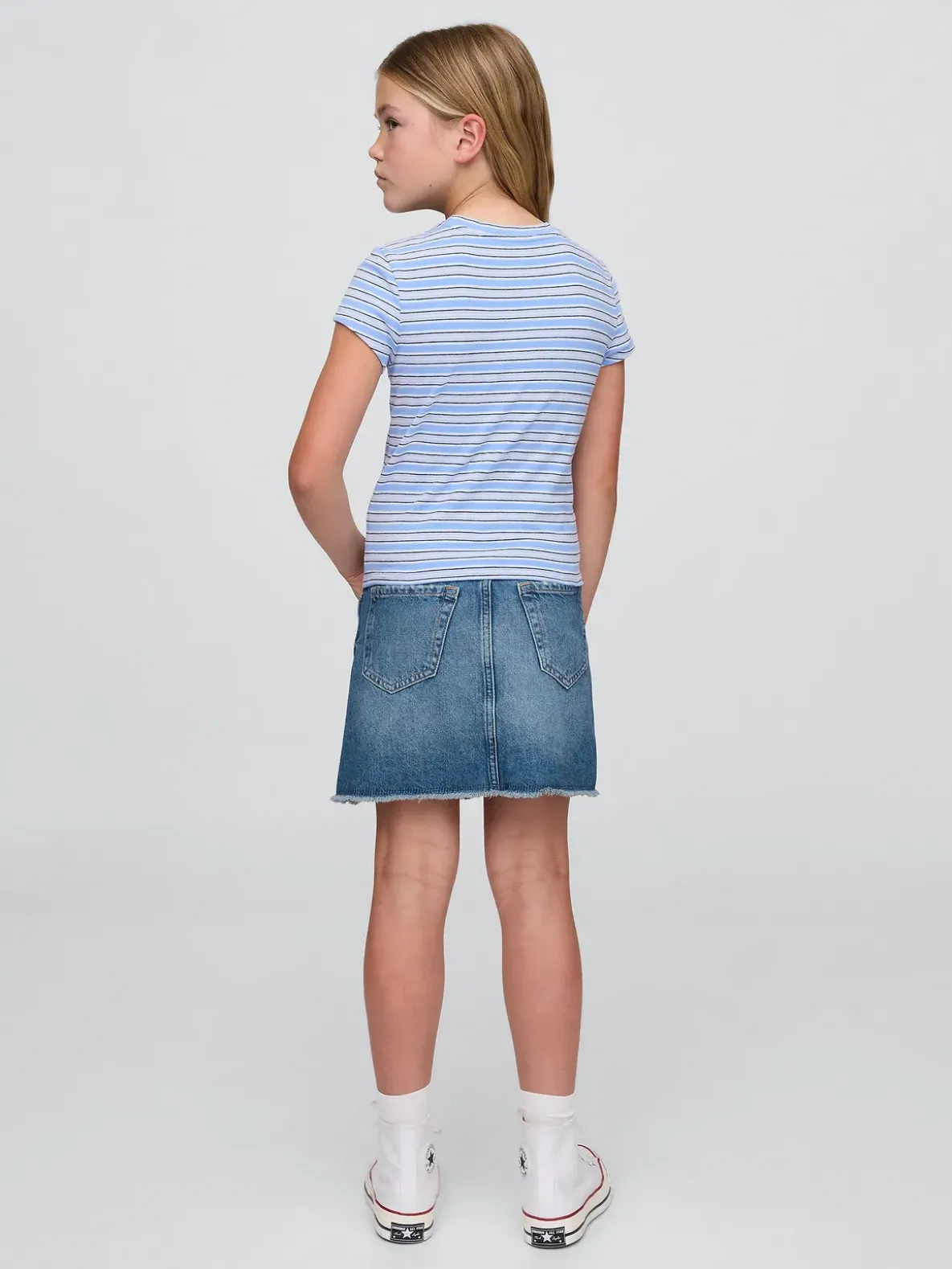 Kids High Rise Denim Skirt