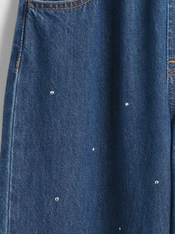 Kids High Rise Rhinestone Easy Barrel Jeans
