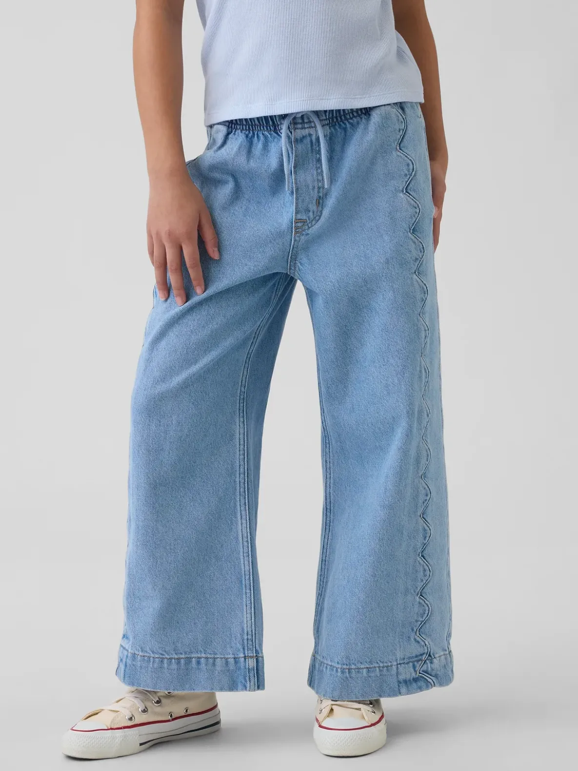 Kids High Rise Stride Easy Wide-Leg Ankle Jeans