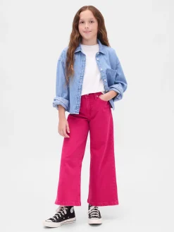 Kids High Rise Stride Wide-Leg Ankle Jeans