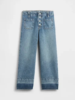 Kids High Rise Stride Wide-Leg Ankle Jeans